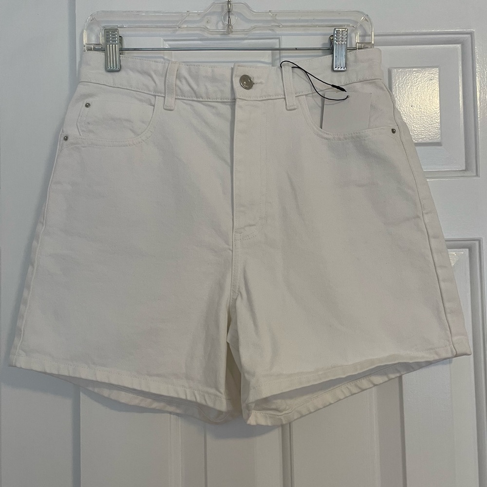 Zara High Waisted White Jean Shorts